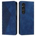 Sony Xperia 1 VI Rhombus kuvio lompakkokotelo magneettisuljin - sininen