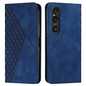 Sony Xperia 1 VI Rhombus kuvio lompakkokotelo magneettisuljin - sininen