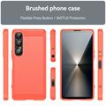 Sony Xperia 1 VII Harjattu TPU Suojakuori - Hiilikuitu