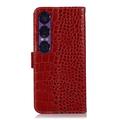Sony Xperia 1 VII Crocodile Lompakkomallinen Nahkakotelo kanssa RFID - Punainen