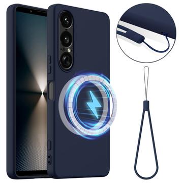 Sony Xperia 1 VII Nestemäinen Silikoni Suojakuori - MagSafe-yhteensopiva - Tummansininen