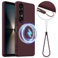 Sony Xperia 1 VII Nestemäinen Silikoni Suojakuori - MagSafe-yhteensopiva - Viininpunainen