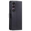 Sony Xperia 1 VII Luxury tikattu lompakkokotelo - musta