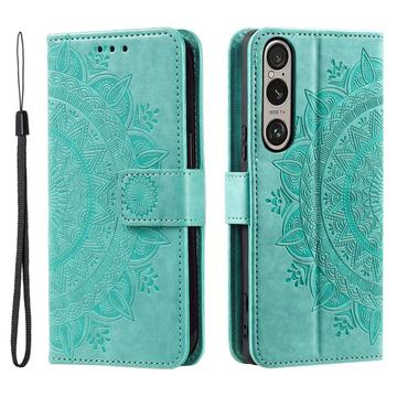 Sony Xperia 1 VII Mandala Series Lompakkokotelo - Vihreä