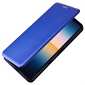 Sony Xperia 10 III, Xperia 10 III Lite Flip Läppäkotelo - Hiilikuitu - Sininen