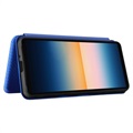 Sony Xperia 10 III, Xperia 10 III Lite Flip Läppäkotelo - Hiilikuitu - Sininen