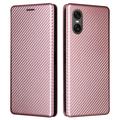 Sony Xperia 10 VI Läppäkotelo - Hiilikuitu - Ruusukulta