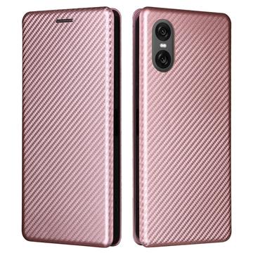 Sony Xperia 10 VI Läppäkotelo - Hiilikuitu - Ruusukulta