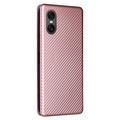 Sony Xperia 10 VI Läppäkotelo - Hiilikuitu - Ruusukulta