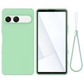 Sony Xperia 10 VIII Nestemäinen silikonikotelo käsihihnalla - Vihreä