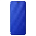 Sony Xperia 5 III Flip Lompakkokotelo - Hiilikuitu - Sininen