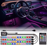 Ääniaktivoitu sisätilojen neon autojen LED-valonauhat - 4 kpl, 36 LEDiä