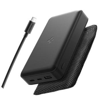 Spigen EA3030 Varavirtalähde 30000mAh, jossa on 2x USB-C- ja USB-A-portit - musta