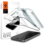 iPhone 15 Spigen Glas.tR Ez Fit Full Cover Panssarilasi - 2 Kpl. - Musta Reuna