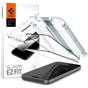 iPhone 15 Spigen Glas.tR Ez Fit Full Cover Panssarilasi - 9H - 2 Kpl. - Musta Reuna