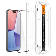 iPhone 15 Pro Spigen Glas.tR Ez Fit Full Cover Panssarilasi - 9H - 2 Kpl. - Musta Reuna