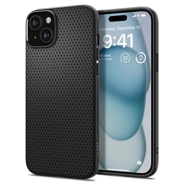 iPhone 15 Plus Spigen Liquid Air TPU Suojakuori - Musta