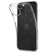 iPhone 15 Spigen Liquid Crystal Glitter Suojakuori - Läpinäkyvä