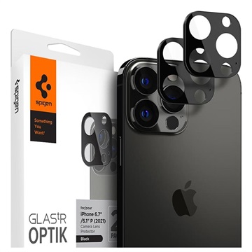 Spigen Optik.tR iPhone 13 Pro/13 Pro Max Kameralinssin Panssarilasi - 9H - Musta