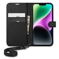 Spigen Wallet S iPhone 14 Lompakkokotelo - Musta