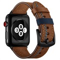 Apple Watch Series 7/SE/6/5/4/3/2/1 Stitched Nahkaranneke - 41mm/40mm/38mm - Ruskea