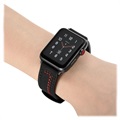 Apple Watch Series Ultra 2/Ultra/9/8/SE (2022)/7/SE/6/5/4/3/2/1 Stitched Nahkaranneke - 49mm/45mm/44mm/42mm - Musta