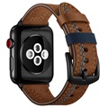 Apple Watch Series 7/SE/6/5/4/3/2/1 Stitched Nahkaranneke - 45mm/44mm/42mm - Ruskea