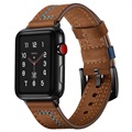 Apple Watch Series Ultra/8/SE (2022)/7/SE/6/5/4/3/2/1 Stitched Nahkaranneke - 49mm/45mm/44mm/42mm - Ruskea