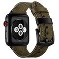 Apple Watch Series 7/SE/6/5/4/3/2/1 Stitched Nahkaranneke - 45mm/44mm/42mm - Vihreä
