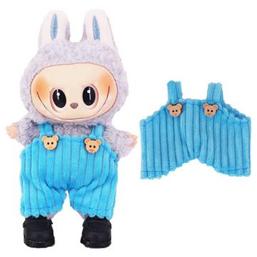 Raidallinen karhun lappuhaalari Labubu Mini figuurille 17cm - sininen