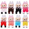 Raidallinen karhun lappuhaalari Labubu Mini figuurille 17cm - vaaleanpunainen