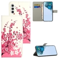 Samsung Galaxy A34 5G Style Series Lompakkokotelo - Kirsikkapuun kukat