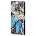 Style Series Samsung Galaxy S21 5G Lompakkokotelo - Sininen Perhoset