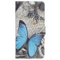 Style Series Samsung Galaxy A20e Lompakkokotelo - Sininen Perhoset