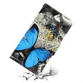 Style Sarja Samsung Galaxy Note20 Ultra Lompakkokotelo - Sininen Perhoset