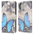 Style Series iPhone 13 Mini Lompakkokotelo - Sininen Perhoset