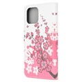 Style Series iPhone 13 Mini Lompakkokotelo - Kirsikkapuun kukat