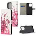 Style Series iPhone 13 Pro Max Lompakkokotelo - Kirsikkapuun kukat