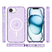 iPhone 16e Stylish Glitter Series Hybridikotelo - MagSafe-yhteensopiva - Violetti