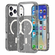 iPhone 18 Pro Max Stylish Glitter Series Hybridikotelo - MagSafe-yhteensopiva - Musta