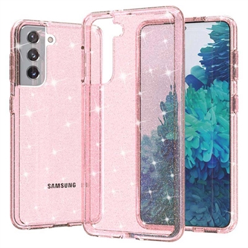 Samsung Galaxy S21 5G Stylish Glitter Series Hybridikotelo - Pinkki