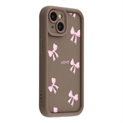iPhone 15 Plus Tyylikäs iskunkestävä TPU kotelo korotetuilla reunoilla - ruskea / Rusetti