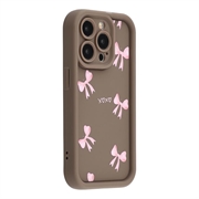 iPhone 15 Pro Tyylikäs iskunkestävä TPU kotelo korotetuilla reunoilla - ruskea / Rusetti