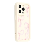 iPhone 15 Pro Tyylikäs iskunkestävä TPU-kotelo jossa on korotetut reunat - Valkoinen / Iso rusetti