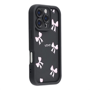 iPhone 16 Pro Tyylikäs iskunkestävä TPU kotelo korotetuilla reunoilla - Musta / Rusetti