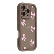 iPhone 16 Pro Tyylikäs iskunkestävä TPU kotelo korotetuilla reunoilla - ruskea / Rusetti