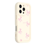 iPhone 16 Pro Tyylikäs iskunkestävä TPU-kotelo korotetuilla reunoilla - Valkoinen / Rusetti