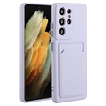 Samsung Galaxy S23 Ultra 5G TPU Suojakuori Korttitelineellä - Violetti