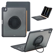 iPad Air 13 2024/2025/iPad Pro 12.9 2018/2020/2021/2022 TU3609 Taustavalaistu magneettinen näppäimistökotelo, jossa on 360 kääntyvä jalusta - musta
