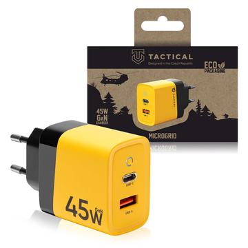 Tactical Microgrid GaN 45W seinälaturi - PD3.0 USB-C, QC3.0 USB-A - keltainen